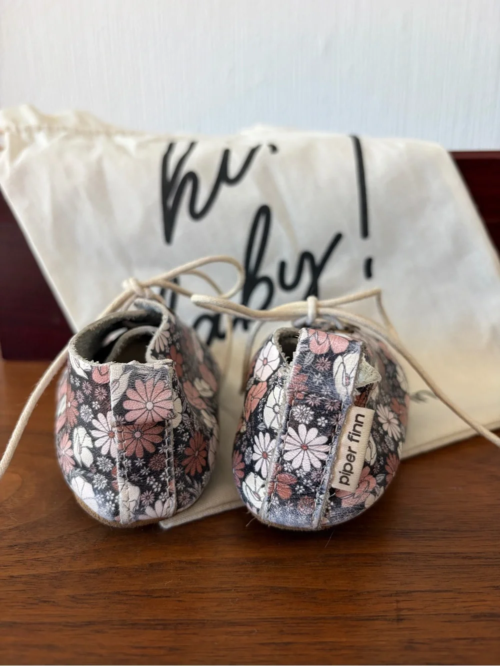 Piper Finn black Floral Lace Up oxford Shoes with soft soles